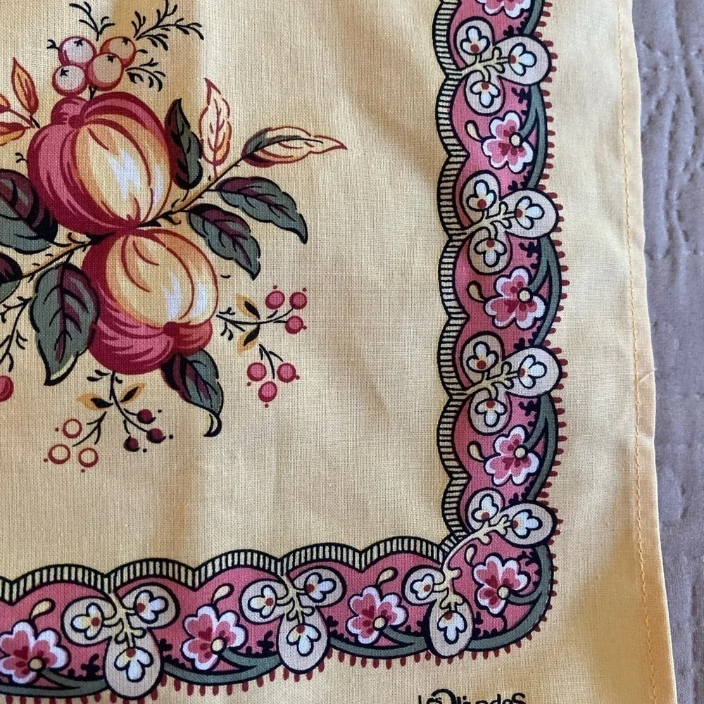 2 Vintage Les Olivades Napkins Provencal French Country Yellow Fruit Floral